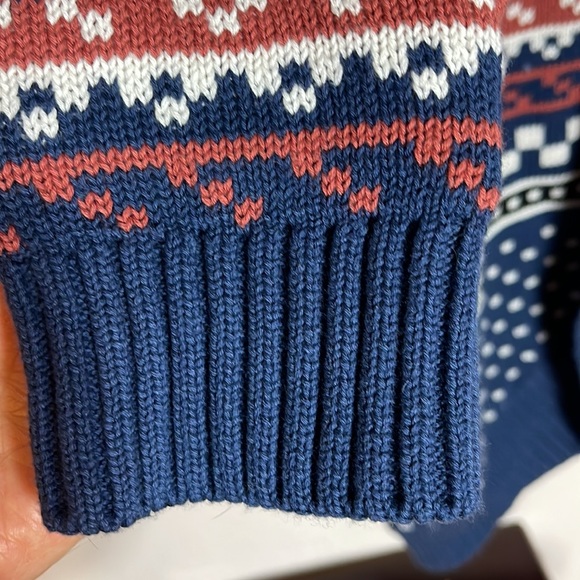 Modcloth Fair Isle Long Line Open Front Cardigan Sweater Blue Boho Western Sm - Picture 10 of 11